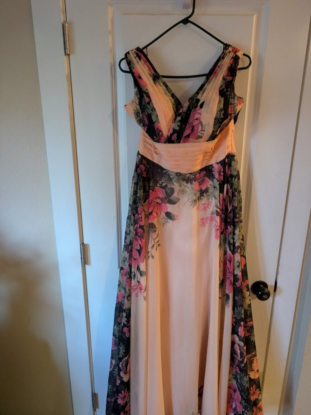 Grace Karin Floral Chiffon Maxi Gown Size 8 Runs Small Lace-Up
